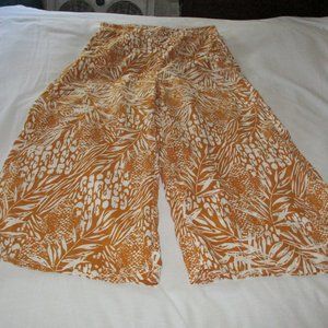CHRISTIAN SIRIANO Light Brown & White Floral High Rise Palazzo Pants
